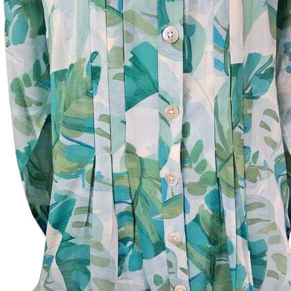 Soft Surroundings Tropical Print Button Up Blouse and Cami Set S Resort Vacation - Picture 8 of 14